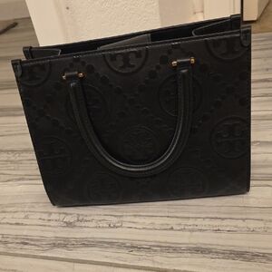 Tory Burch Black Embossed Tote